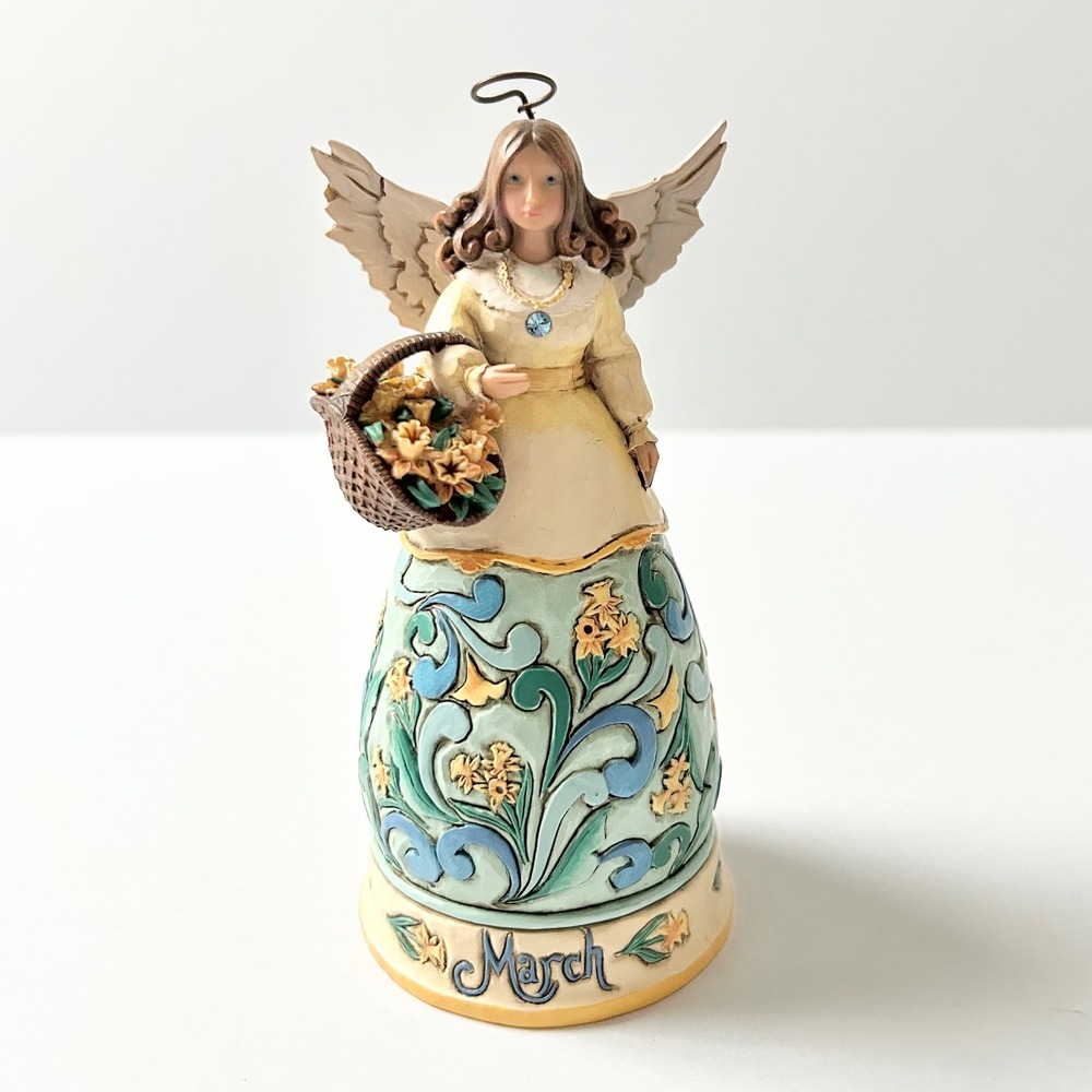 Jim Shore Heartwood Creek Enesco March Birthday Angel Resin Swarovski Crystal